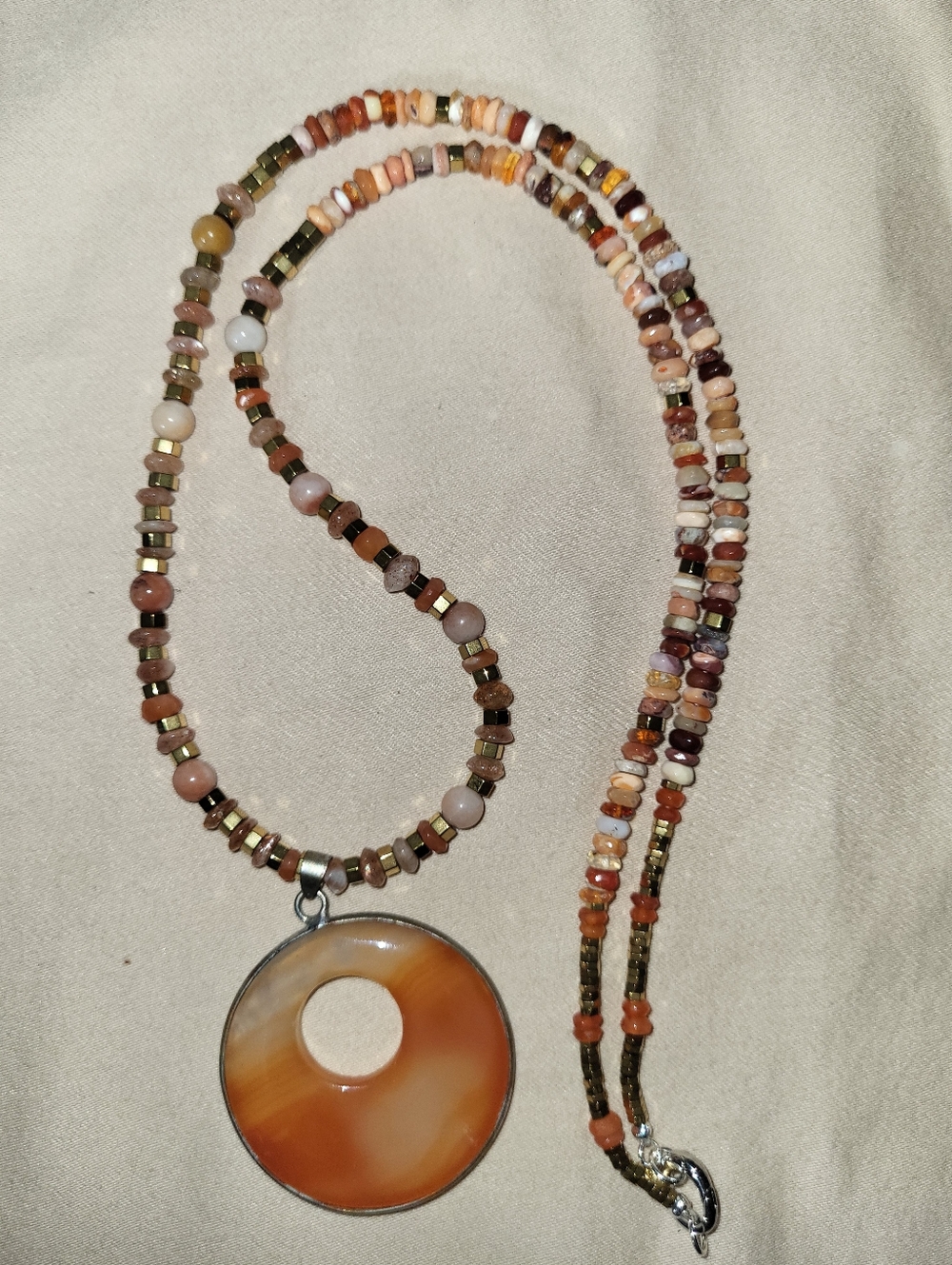 Hand Beaded Orange Carnelian Pendant Necklace - Women Jewelry